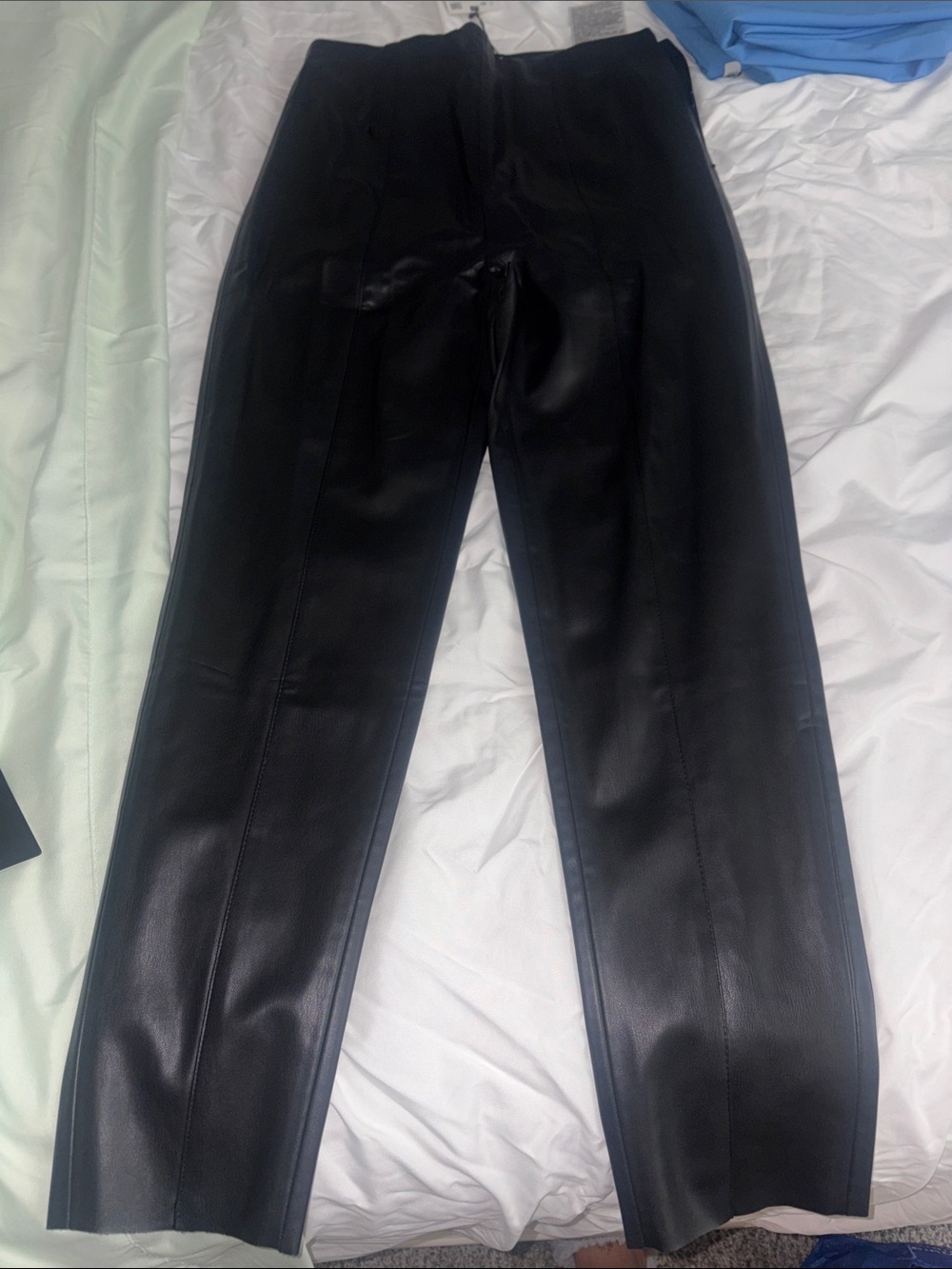 Zara Men's Black Faux Leather Straight-Leg Pants